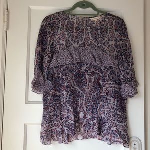 Rebecca Taylor paisley ruffle top, size 6